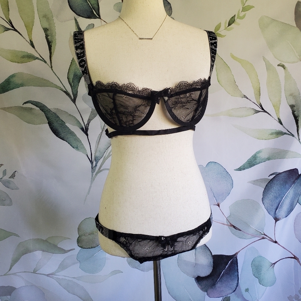 PLAYBOY | "Lace You to Bed" Bra Set in BLACK sz 1X